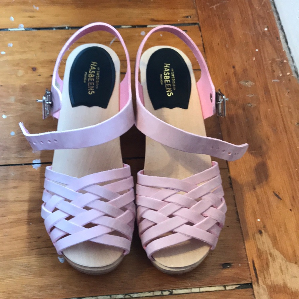 Hasbeens Braided High Sandal Clogs pink (sz 36)